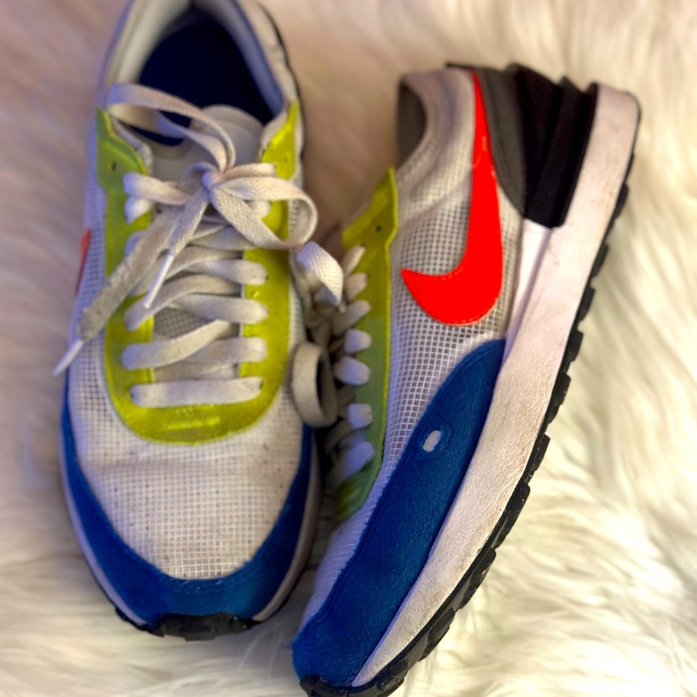 Nike Kids Sneakers White with Blue, Lime Green & Red Accents
